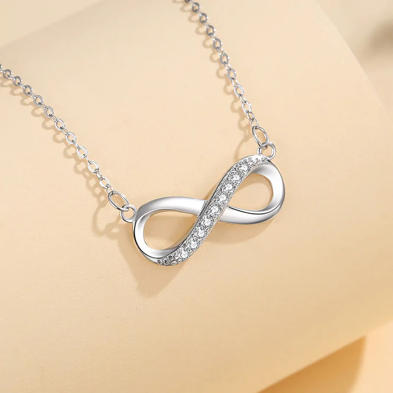 Dainty 925 Sterling Silver Infinity Symbol Necklaces Love 18k Gold Crystal Diamond Infinity Necklace Sterling Silver