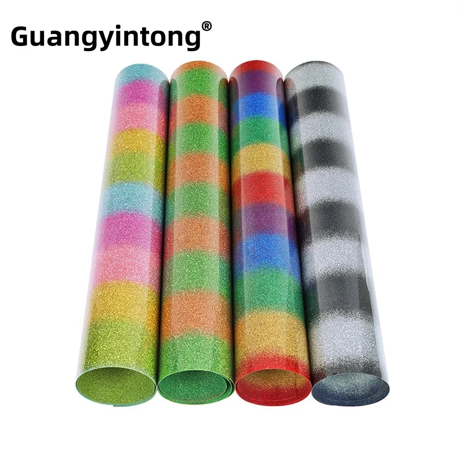 Guangyintong  PU Rainbow Glitter series pattern htv vinyl sheets heat transfer vinyl for shoes