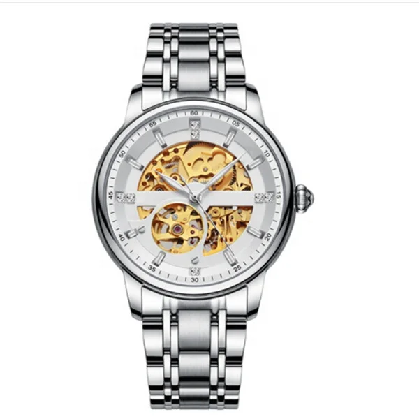 2022 модные наручные часы-скелетоны из нержавеющей стали новый дизайн механические часы goldlis для