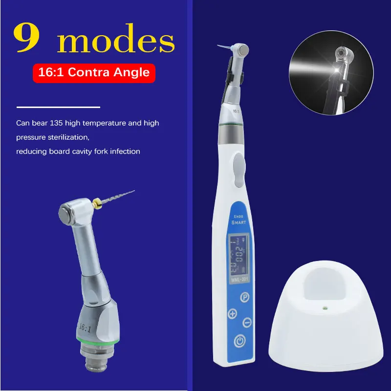 Wireless Dental LED Endo Motor With 16:1 Contra Angle 9 Working  Program for Dental Clinic Endodontic Instrument