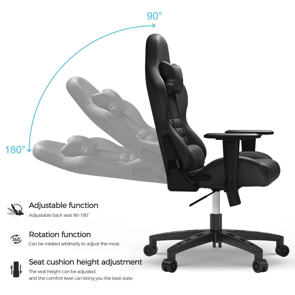 High Quality Custom Logo Racing Gaming Chair Ergonomic Office Computer Massage Feature Available Black White-Factory Wholesale