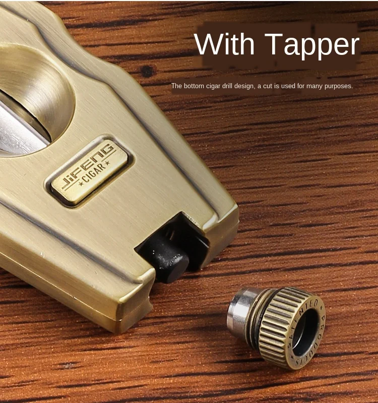 Роскошный нож для резки сигар золотистого цвета с отверстием под заказ логотипом на поверхности