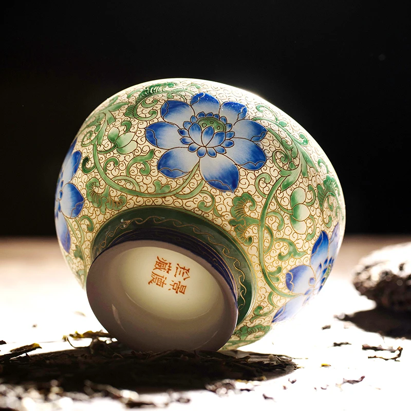 Enamel Tea Palace Style Ceramic Sample Kung Fu Tea Set Single Cup Gold Painted Large Personal Main Cup Tea Bowl Wholesale