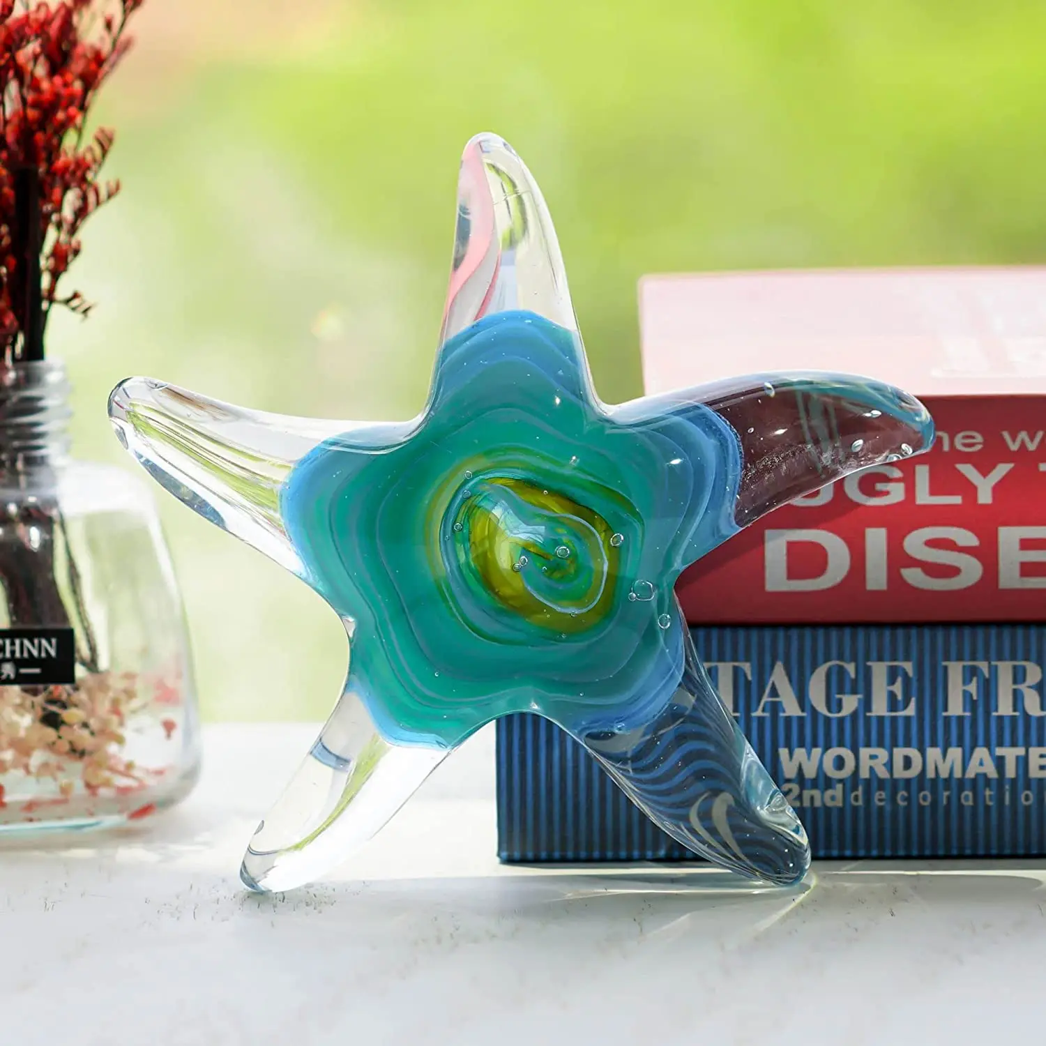 Glass Star Fish Crystal Handmade Glass Blown Table Decor Starfish Figurine Collectible Ornament