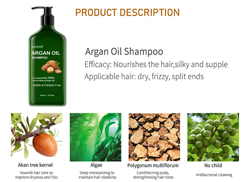 500ml salon sulfate-free nourishing natural hair sulphate free keratin bulk moisturizing argan oil hair shampoo
