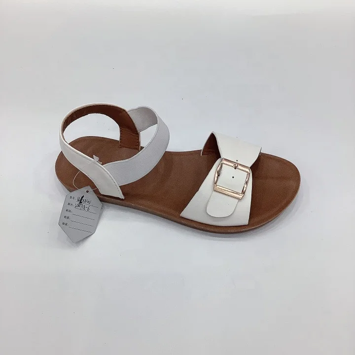 Factory supply summer woman ankle trap buckle sandal anti-slip casual leather flat sandals for women