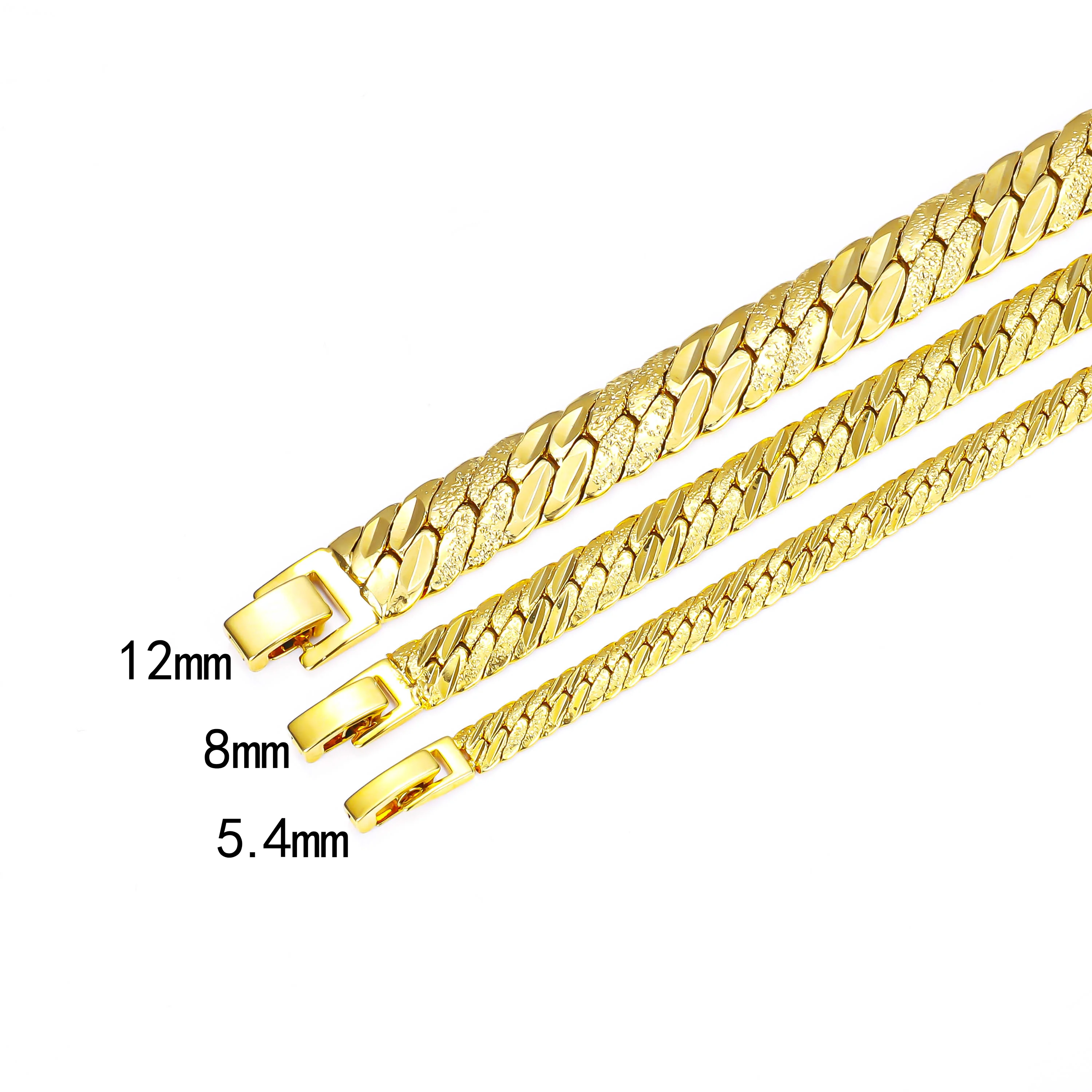 CM Jewelry Wholesale Unisex Brass Hip Hop Thick Chain 24k Gold Plated Saudi Arabia Dubai Bracelet