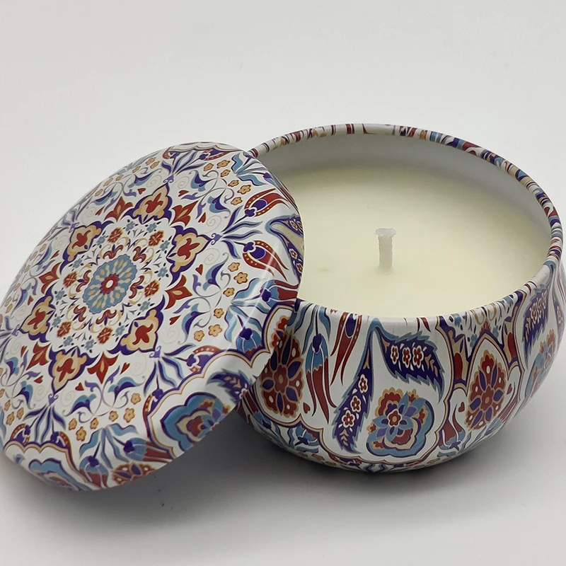 Round Small Travel Tin Home Fragrance Eco Natural Strong Scent Soy Wax Tealight Candle With Lid