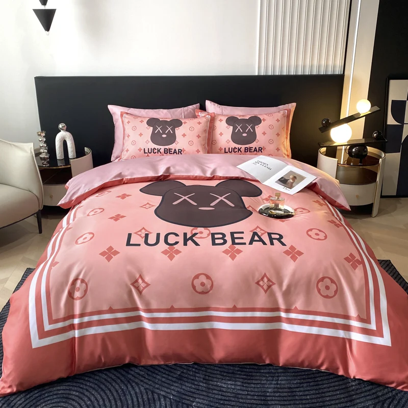 Luxury double sided natural healthy friendly printing dyeing silver cool popular lyocell tencel bedsheet bedding set