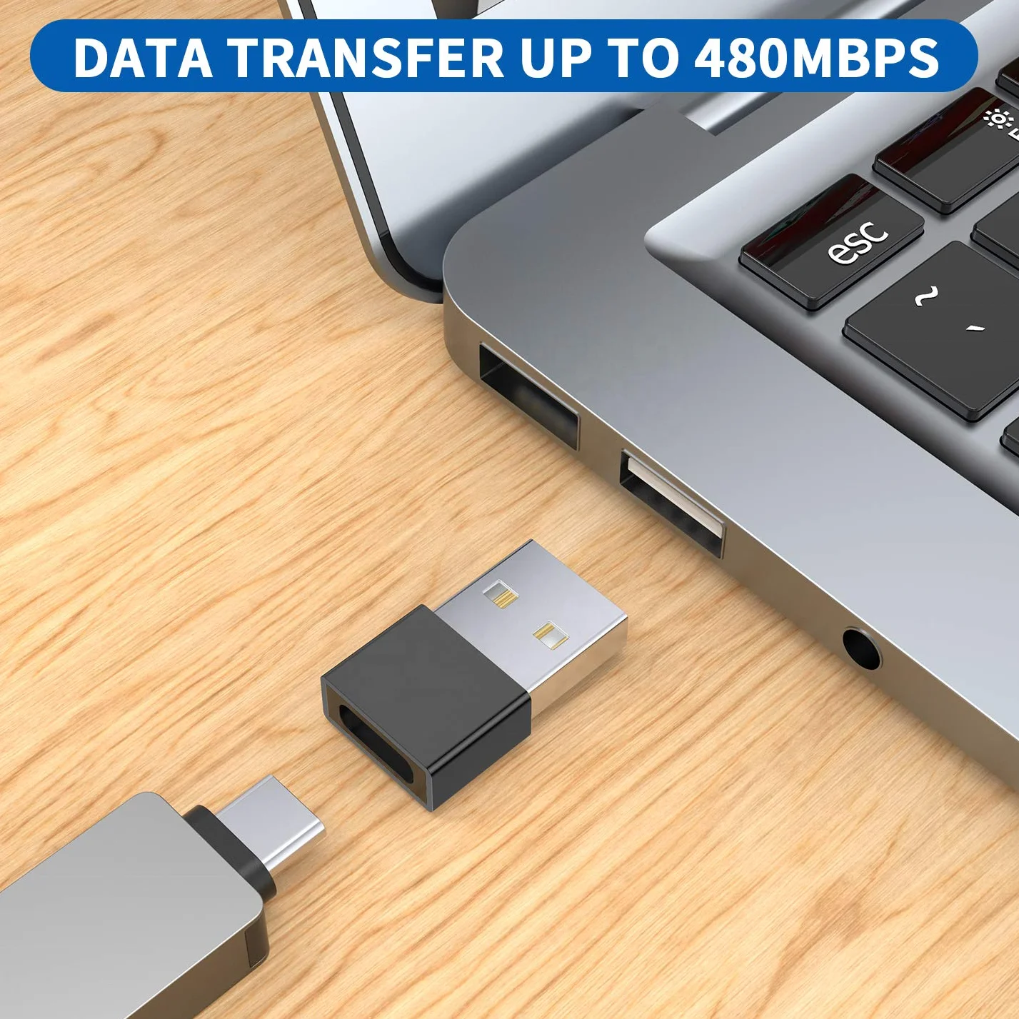 JMTO PVC Aluminum shell USB2.0 M to type c F Adapter