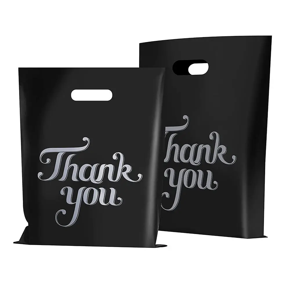 Thank You Merchandise Shopping Bags Gift Bags Clothes Plastic Customized For Retail Printing