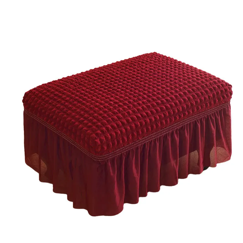 Wholesale price ottoman stool cover spandex jacquard ottoman bench cover ottoman pouf cover