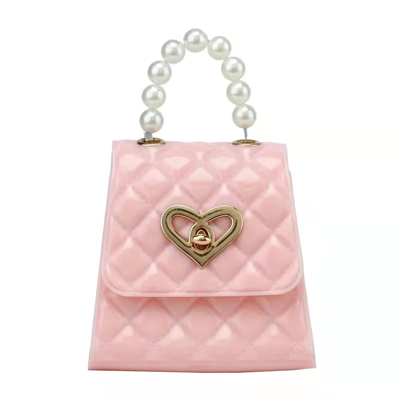 Wholesale Woman Silicone Mini Jelly Chain Ladies Bags Pearl Candy Crosschain small jelly Handbag