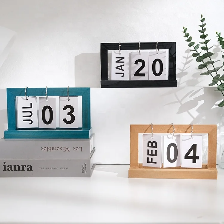 Simple Design Creative Wooden Desk Calendar Desk Office Decor Small Decorative Items Calendar Vintage Style Home Office Study