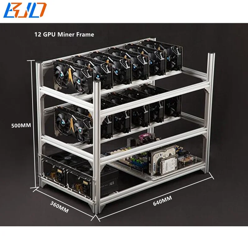 
19 16 14 12 6 8 GPU Open Air Graphics Card Mining Frame Rig Rack Aluminum Stackable in stock 