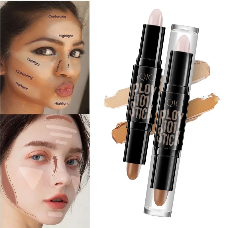 Top seller Double head contour stick 3D face brighten skin colour highlight stick waterproof oil-control concealer