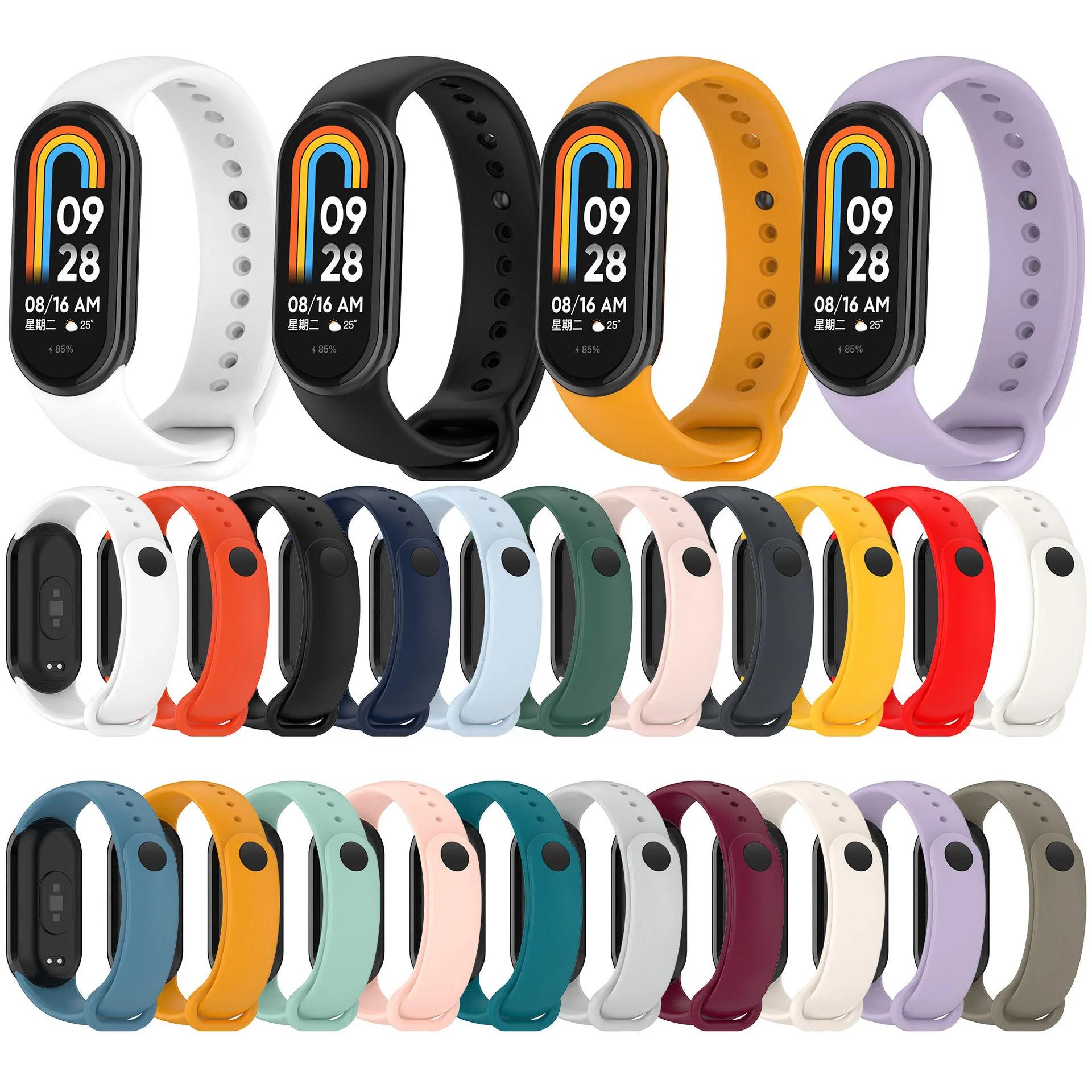Tschick Colorful Silicone Strap For Xiaomi Band 8 9 Bracelet Smart Watch Replacement Wristband for mi band 8 9 Strap