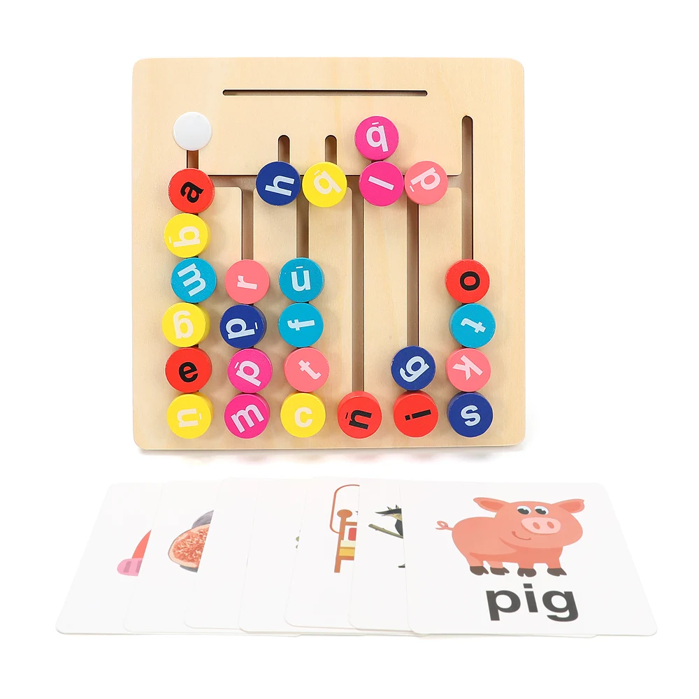 montessori toys education Logical Thinking Eco-friendly Wooden Maze Toy Spelling English Intelligence Teaching Toy for kids