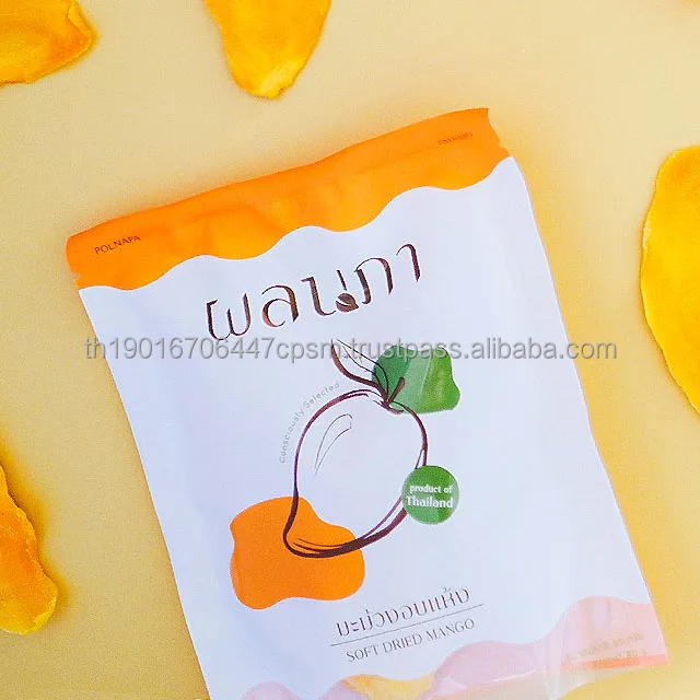 Soft Dried Mangoes Natural Sweetness Normal or Small Bite Size 80 G/Bag Product from Polnapa Mangoes Brand