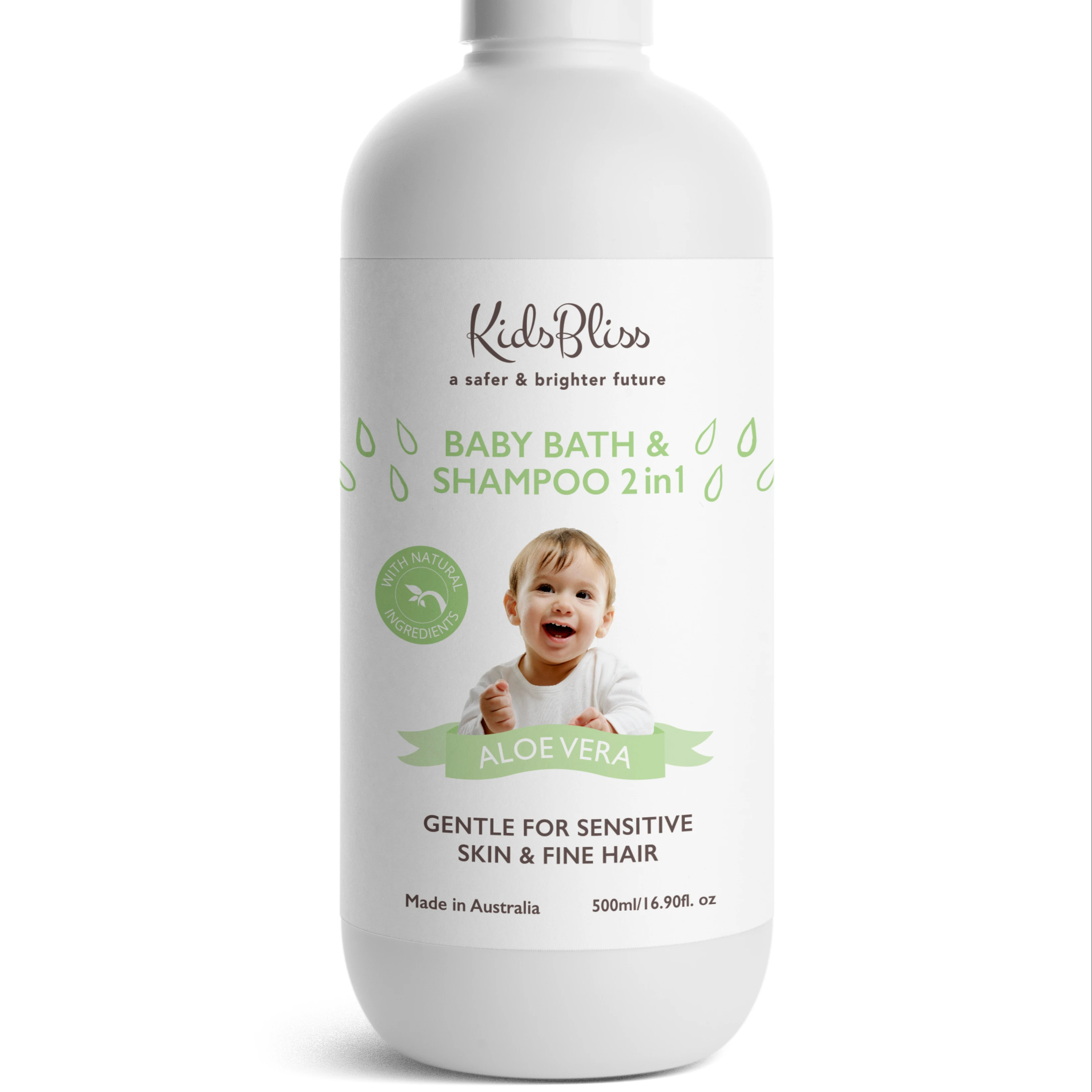 Детский шампунь и ванночка KidsBliss 2 в 1 500 мл Алоэ Вера-использование для малышей-Австралийское производство-без химических веществ-чистый