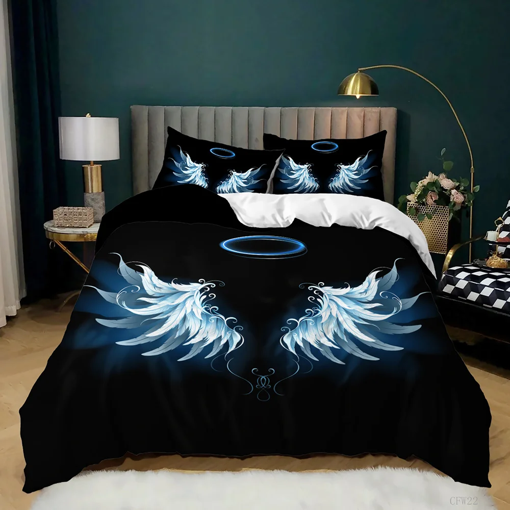 Angel wings 3d printed microfiber fabric duvet covers fashion bedding set