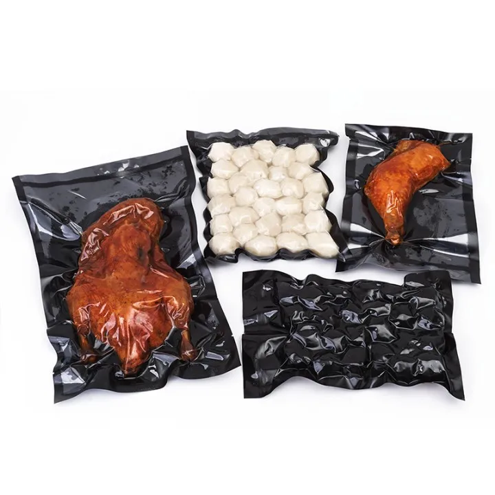 Good Quality Customizable Clear Front Black Back Vacuum Three Side Seal bags Food Barrier Packaging