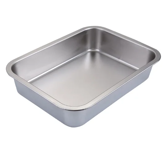 Hot Selling 60*40cm The Newest SS201 Hotel Food Container Serving Pan Rolled Edge Rectangular Deep Square Tray