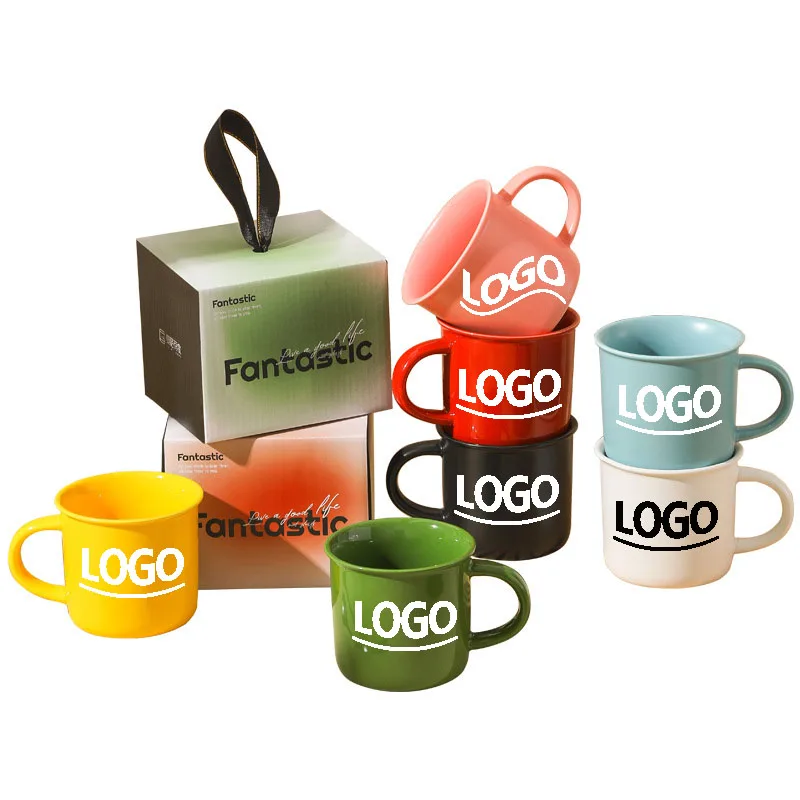 Creative Colorful Reverse Mouth Customizable Small Ceramic Custom Mug For Home Office Handmade Cute Exquisite Coffee Gift Box