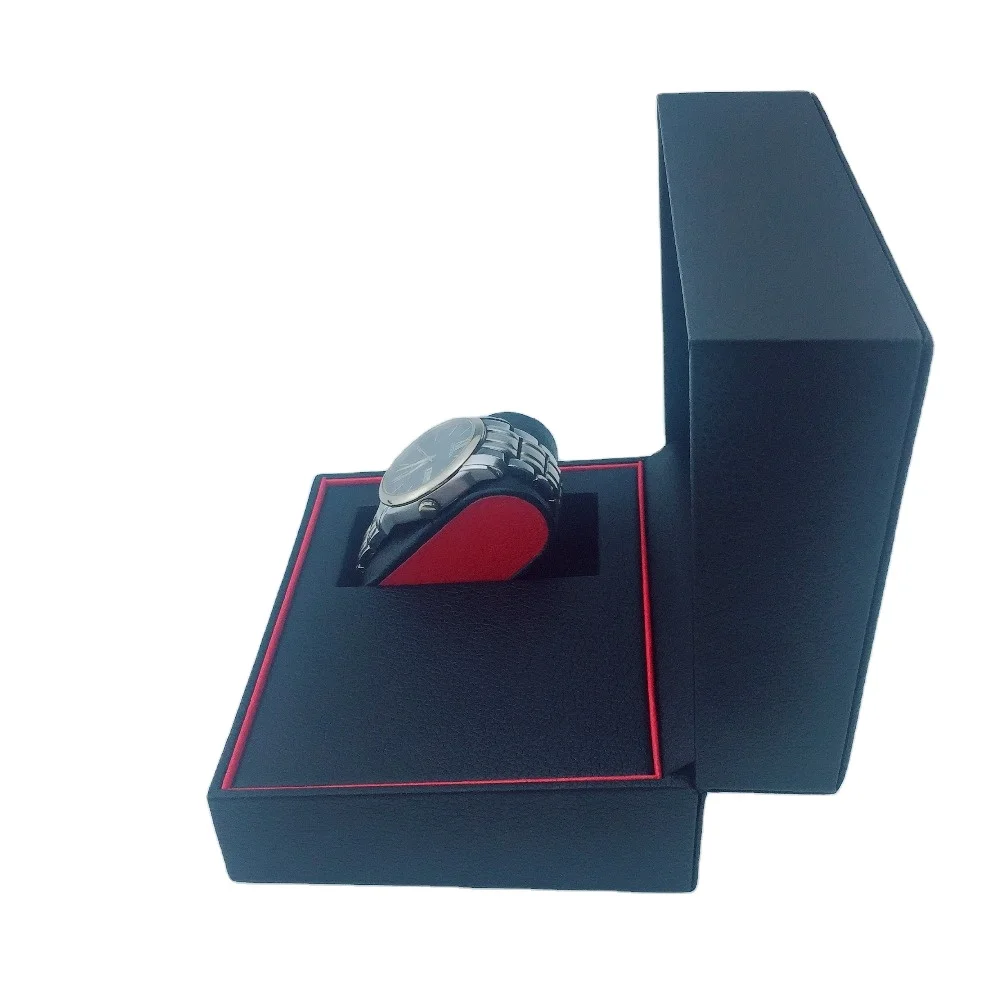 Custom Made Plastic Pu Single Watch Packaging Box leather logo suede leather pu single wrist unique OEM display case