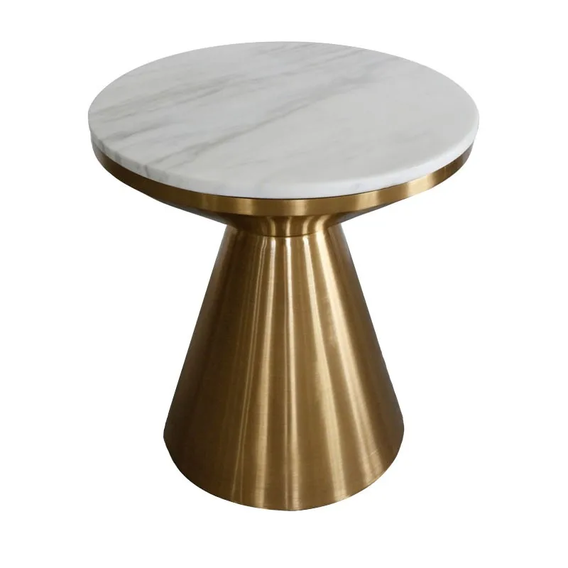 ProCARE light luxury cute round metal base marble top coffee table