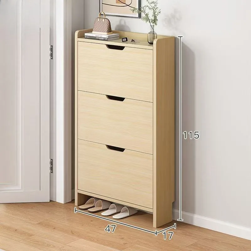 Fashion black wooden board living room dining room furniture 20 pairs large volume 4 doors 3 flips shoes rack cabinets