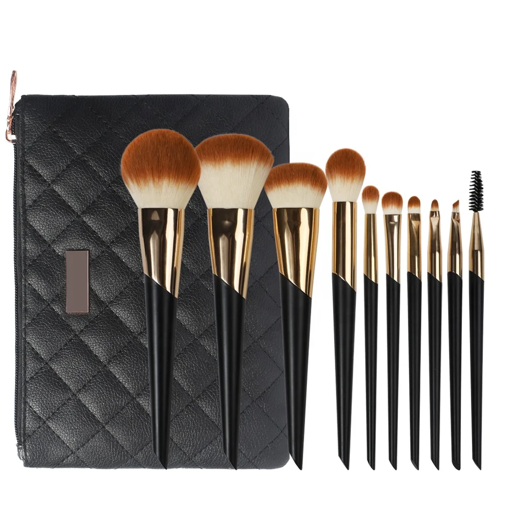 10 Pieces Popular Concealer Taklon Eco Friendly Thick Best Reviewed Natural Create Your Own Flat Whole Sale Black Makeup Brush