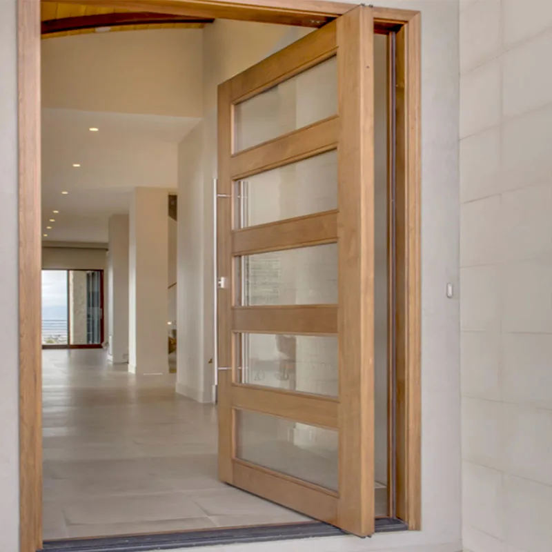 Simple Design Main Gate Pivot Solid Wood Front Entry Door for Villa