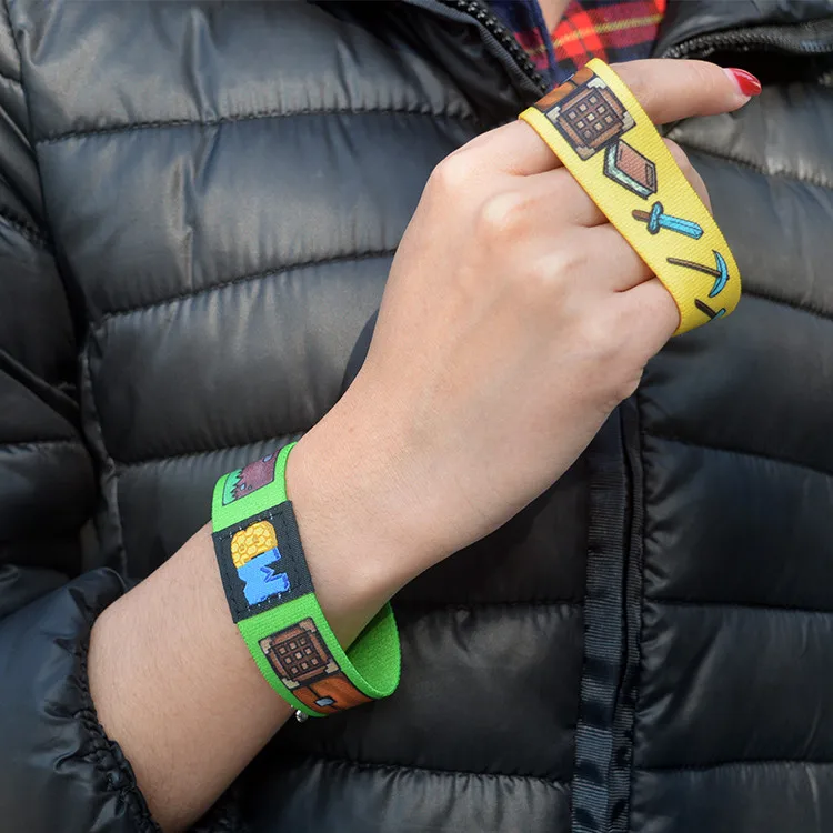 Factory Wholesale Stretch Custom Woven Label Elastic Fabric Wrist Band Bracelet Sublimation Sport Wristband