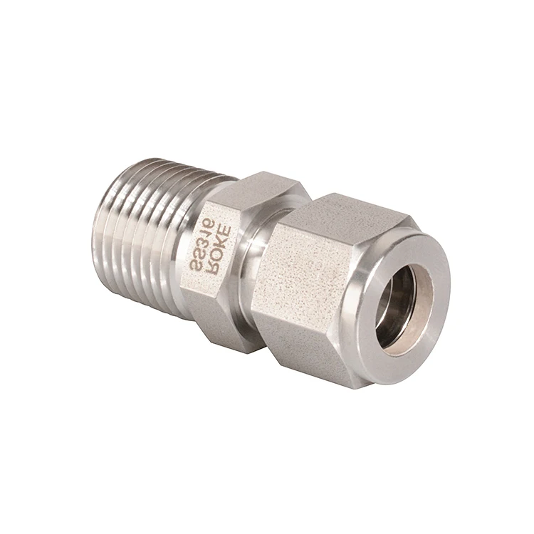 SS316 Stainless Steel NPT/BSPT Double Ferrule Tube Fittings Male Thread Compression stainless steel male connector