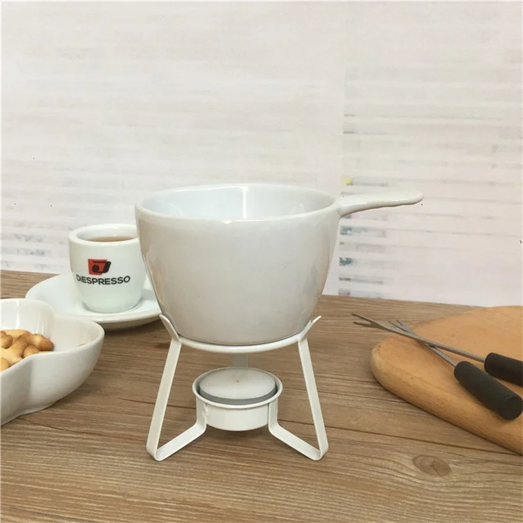 Personalized dinnerware butter warmer white candle mini chocolate cheese ceramic fondue pots