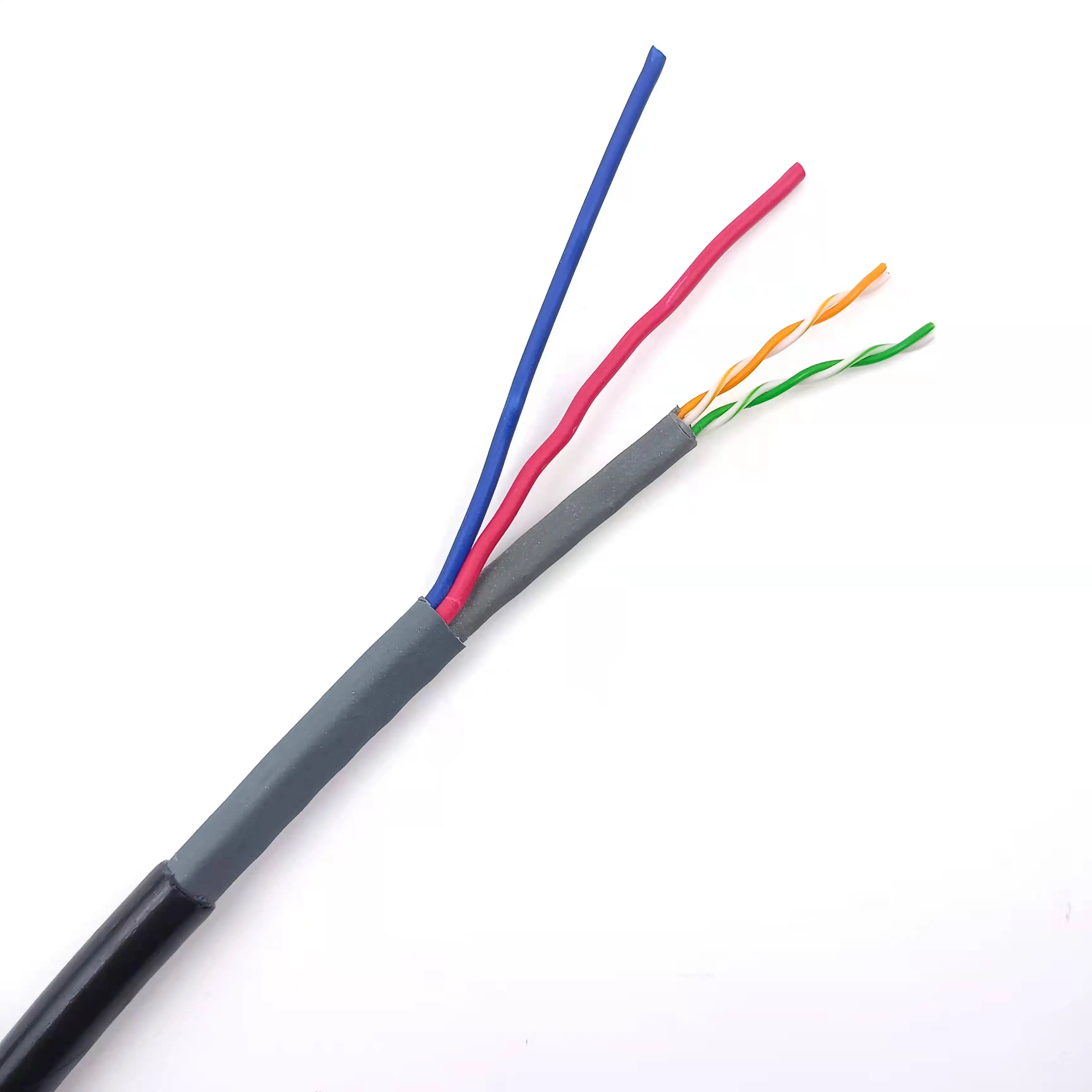 2P Twisted Network Wire utp CAT5E+2C Siamese Lan with Power CCTV Cable for IP Camera