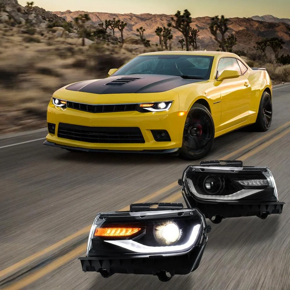 Оптовая продажа VLAND DRL Преобразование для 2014 2015 Camaro 6TH GEN передние лампы последовательный индикатор фары двойной луч в сборе