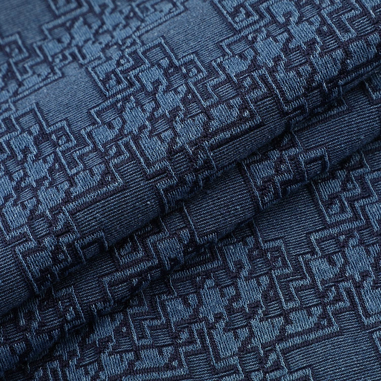 Classic Pattern Jacquard Knitting Cotton Polyester Blends Fabric Brocade Jacquard Fabric For Dress