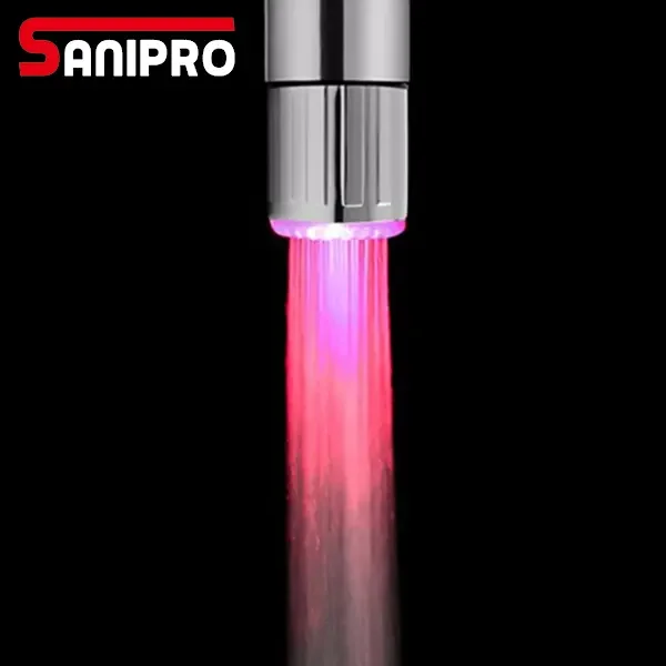 SANIPRO Smart LED Temperature Sensitive 3-Color Light-up Kitchen Bathroom Basin Water Saving Faucet Aerator Tap Nozzle Head