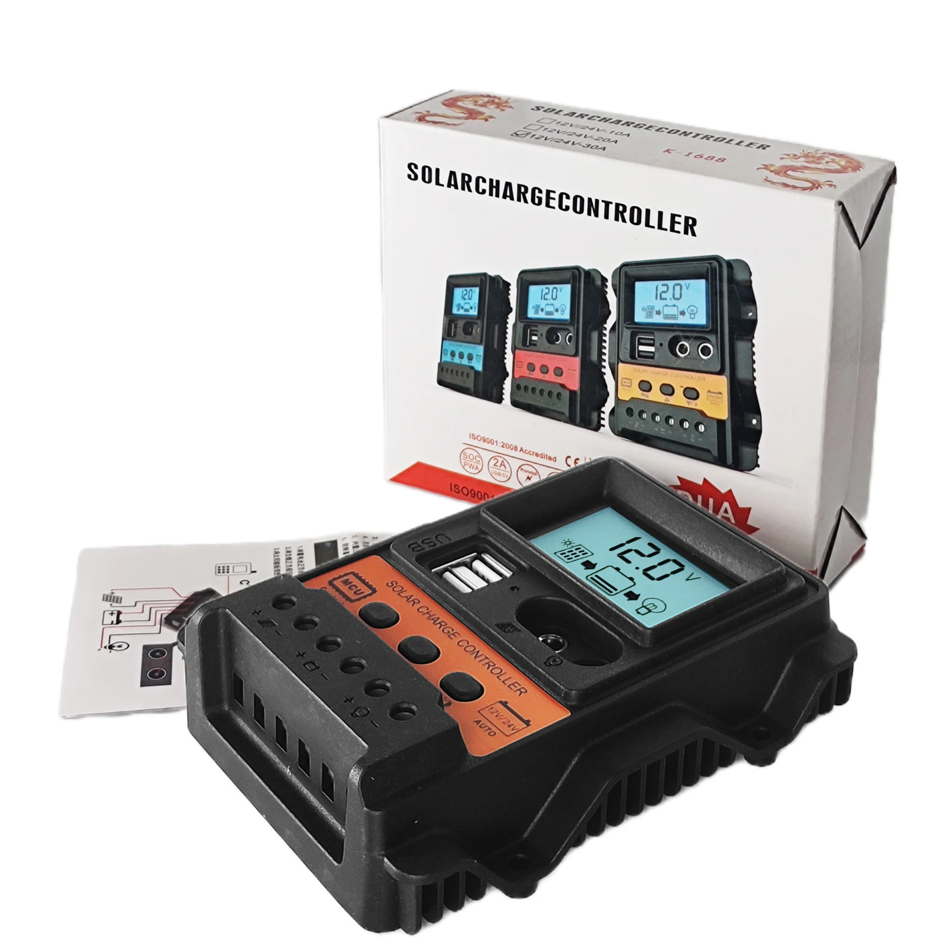 Factory Wholesale 12V 24V 10A 20A 30A Solar Panel Controller Home PWM Solar Charger Controller Solar Charging Controller