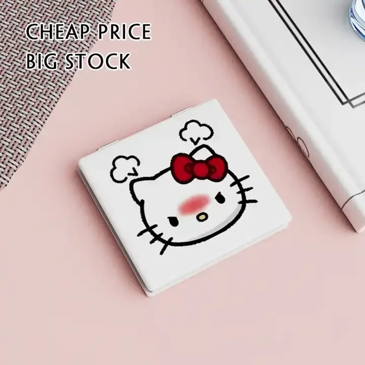 Helloed Kitty Small Portable Personalised Fashionable Mirror Square Double side Fold Portable Makeup Compact Mirror Beauty Tools