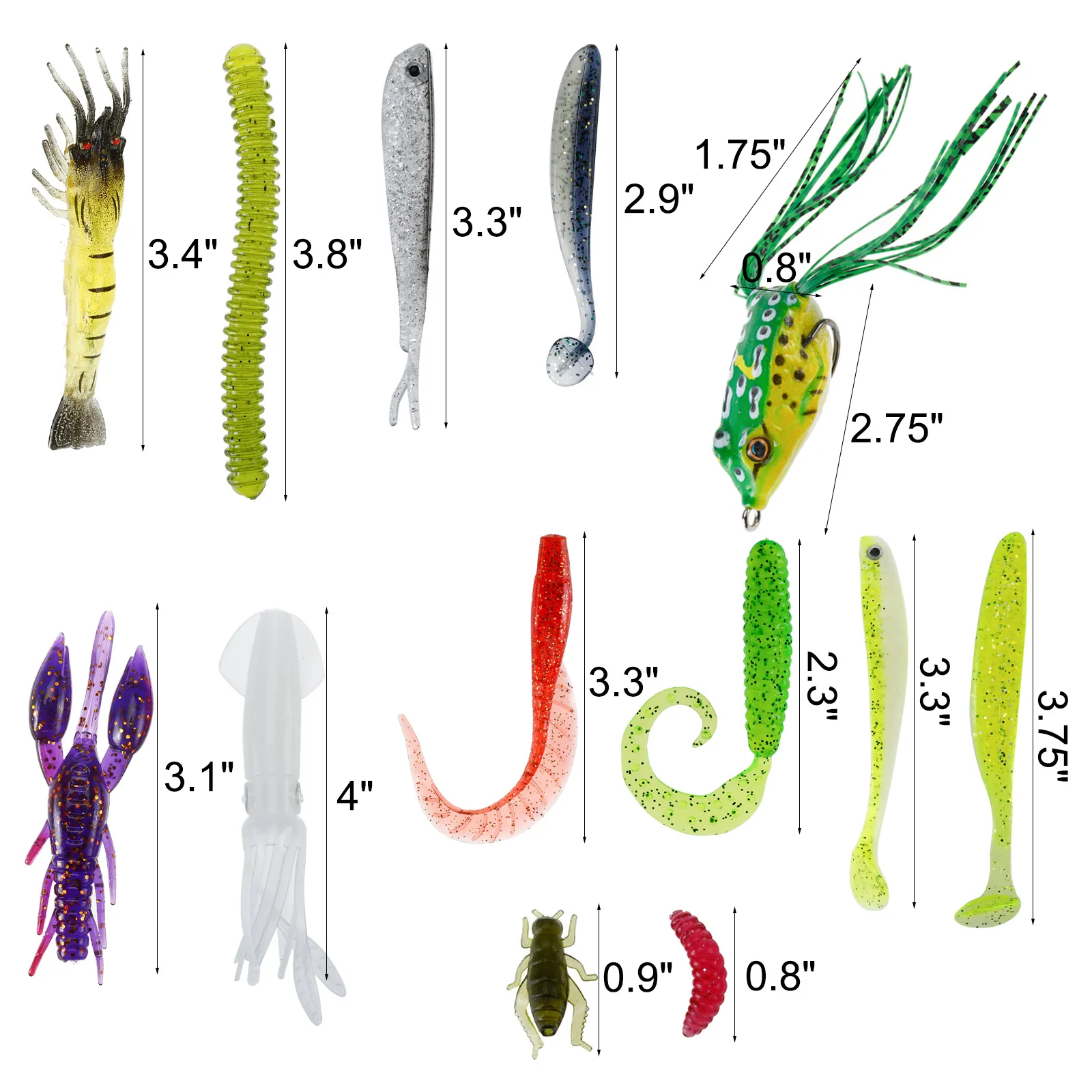 High quality 102 pcs reel tail soft bait  frog soft fish squid shrimp with hooks  freshwater saltwater sets fishing tackle boxes