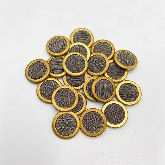 15.8mm Diameter 200 Micron Brass Rimmed Wire Mesh Pleated Disc Filter for Moog Servo Valve
