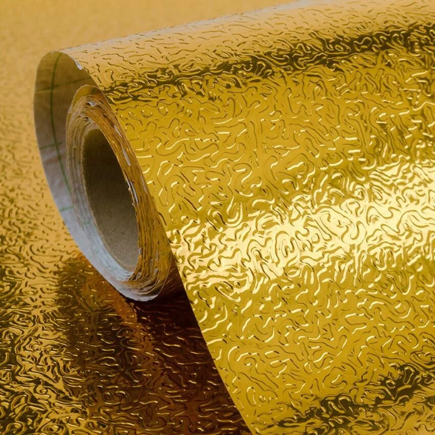 Kitchen Wallpaper Roll Pvc Aluminum Gold Fire Proof Kitchen Cabinet Designs Furniture Counter Sticker