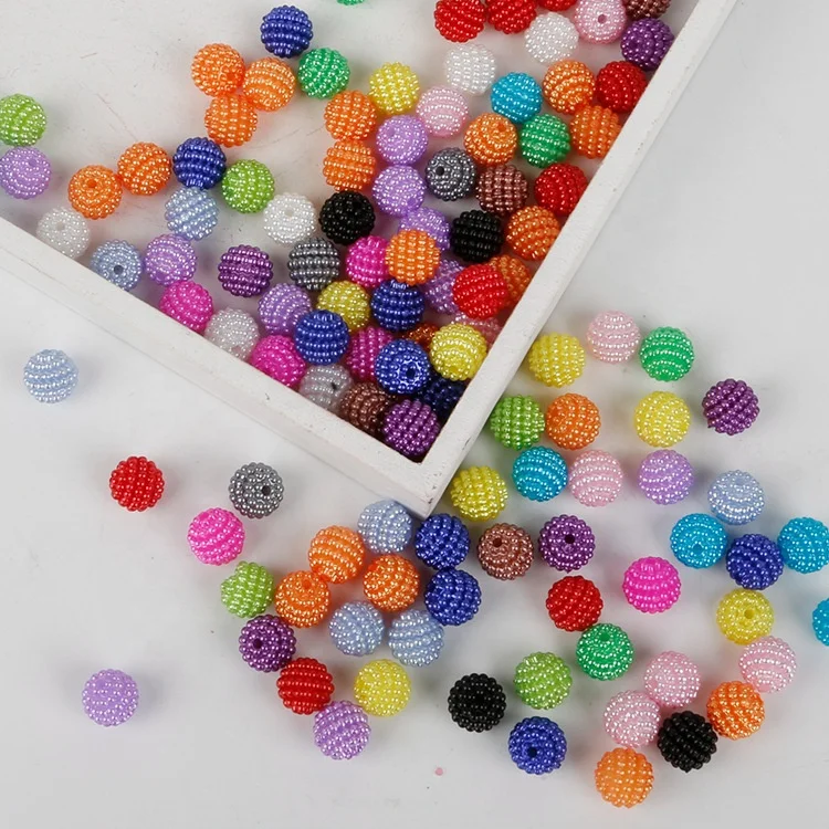 Оптовая продажа красочные круглые бусины Waxberry из АБС-пластика с жемчугом для маркировки ювелирных