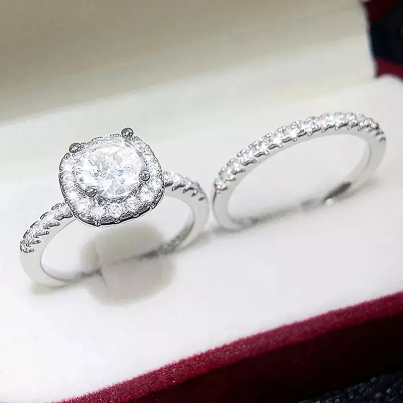 CAOSHI 4 Designs rings set Silver Color Ring for Women Inlaid White Zircon Stones Wedding Rings Set Wedding