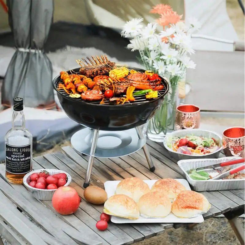 Portable Charcoal for Outdoor Grilling Barbecue BBQ Kettle Outdoor Picnic Kettle BBQ Grill with black enamel Round BBQ Grill