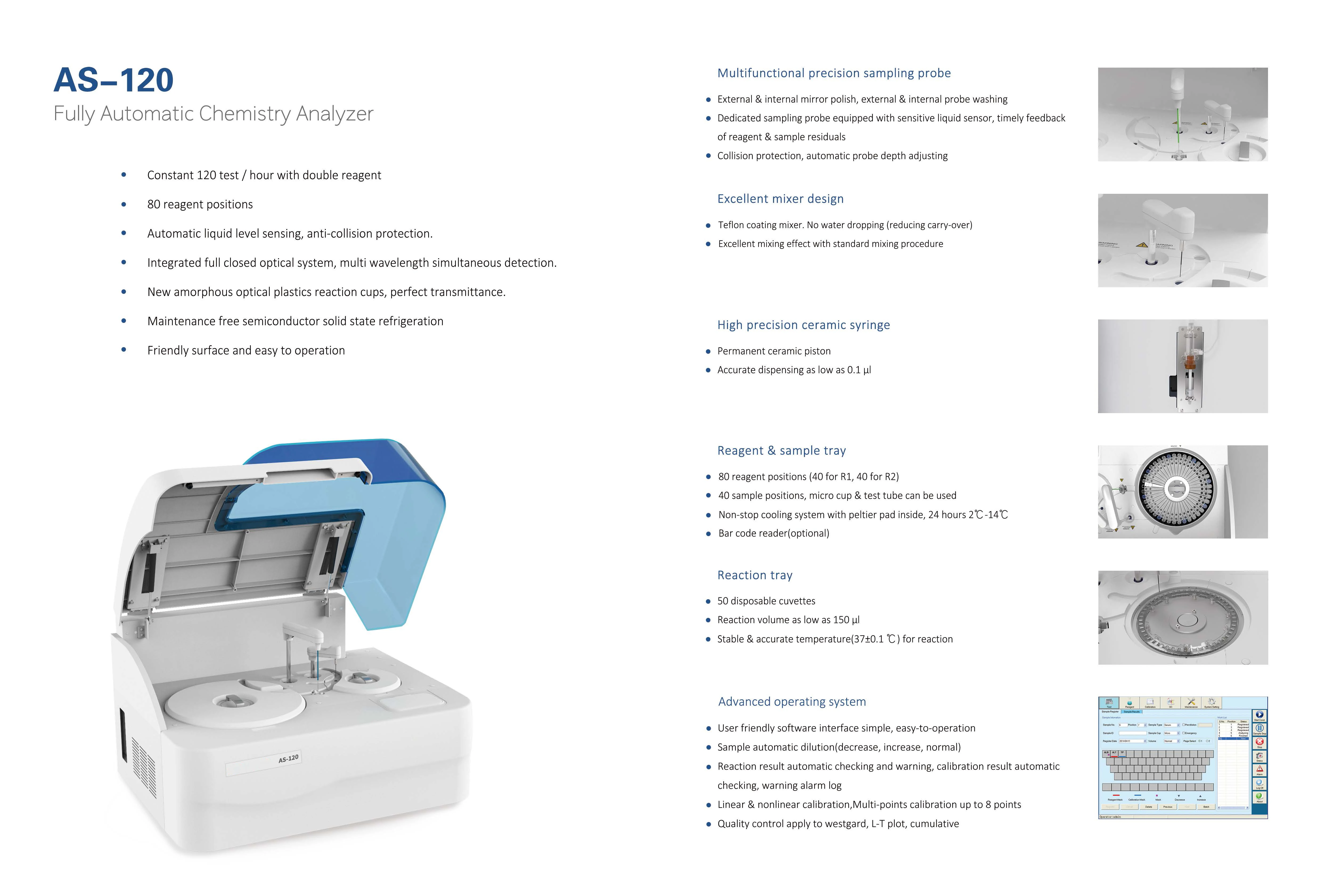 120 Tests/hour Clinical Analytical Instrument Automatic Biochemistry Analyzer Chemistry Analyzer
