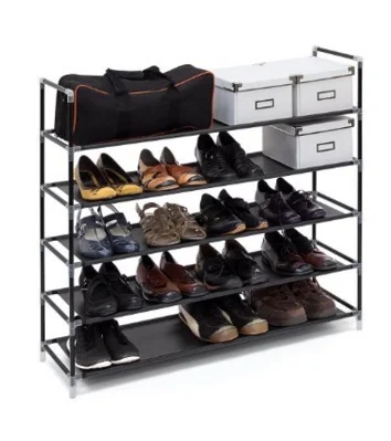Portable Iron Shoe Rack Hot Sell DIY 10-Ties Shoe Rack With Non-woven Fabric Shelf